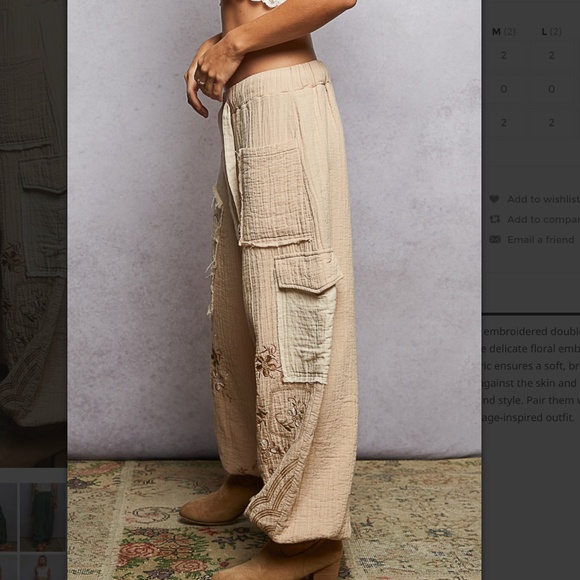 POL “ Meadow 2 “ POL Double Gauze Jogger Pants with Embroidered Detail 64A - Picture 4 of 6